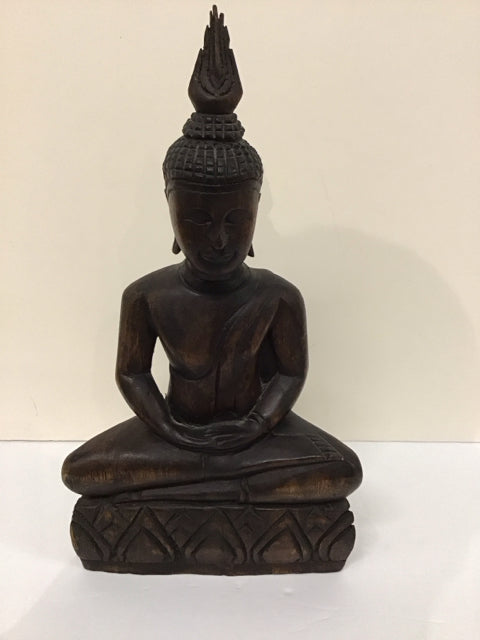 14" Sitting Wooden Buddha