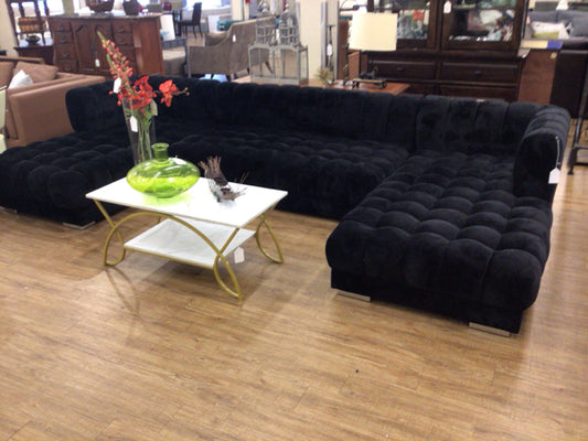 Black Fabric Tufted 3PC Sectional