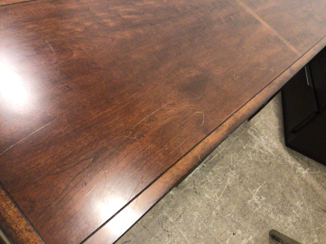 AS-IS 17" X 66" Wood & Metal Console Table(Top Scracthed)