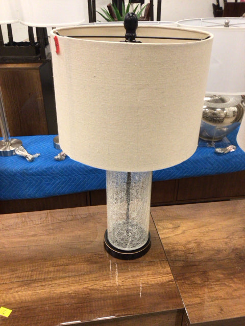Crackle Cylinder Table Lamp W/Shade