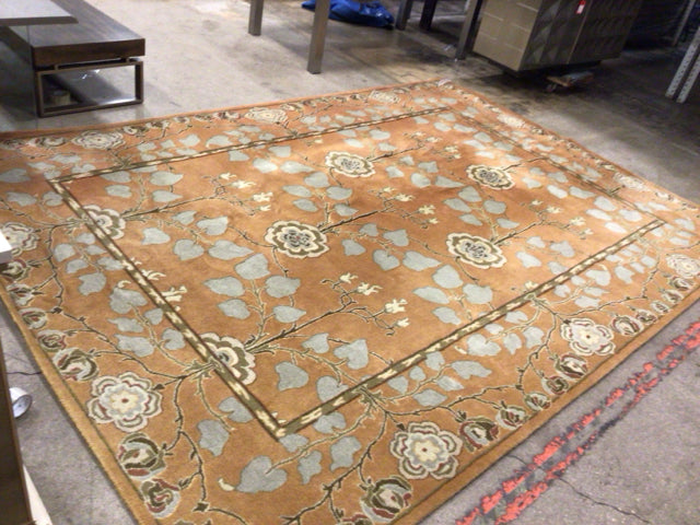 13'6" X 9'5"  Orange Floral Pattern Rug