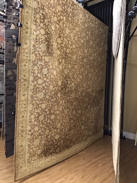 10.5'x16' Persian Tabriz Wool Rug w/Beige Florals