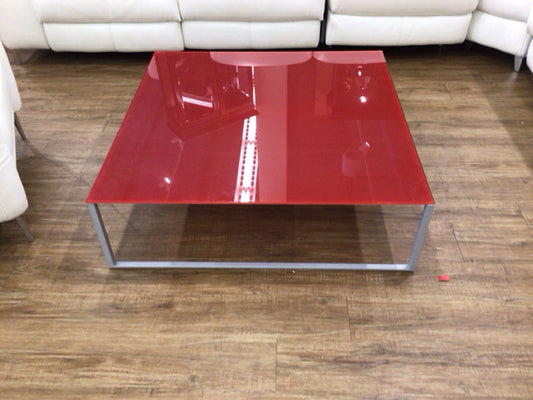 39.5x39.5 Red Glass Central Coffee Table