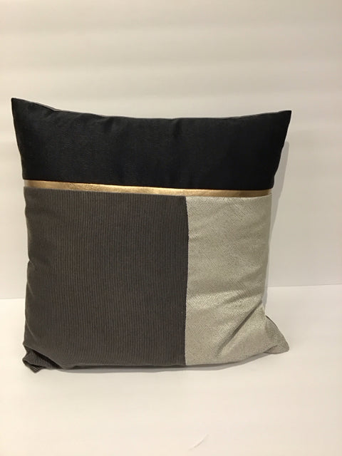 Silver,Black Grey w/Gold Accent Pillow