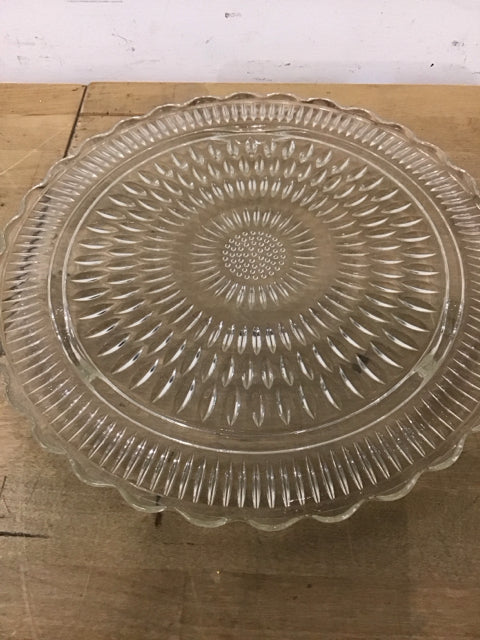 12" Cut Glass Footed Cake Tray/Plate