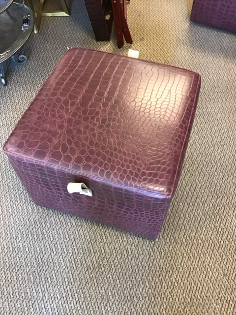 Faux Croc Cordovan Leather Ottoman