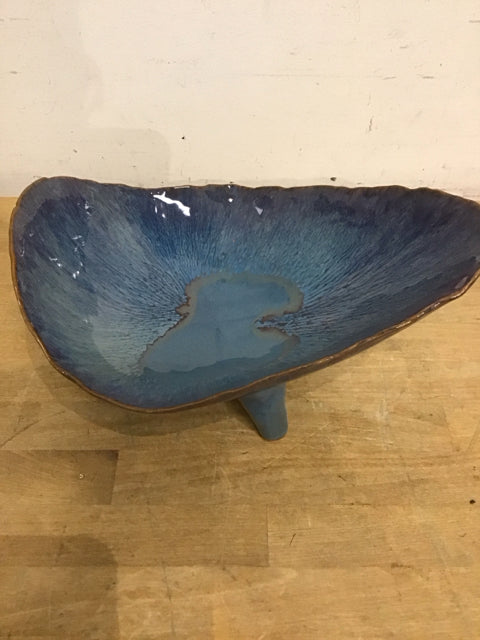 9"x12" Blue Footed Decorative Bowl