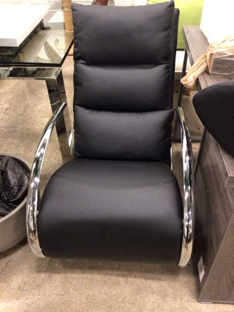 Black & Chrome Vinyl Rocking Chair