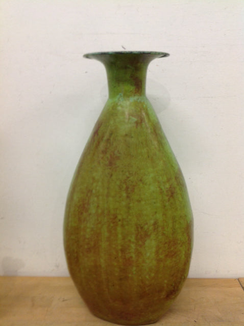 Vase- 23" Aged Green Metal