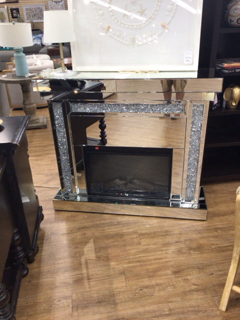 47" X 42" AS-IS Acme Furniture Noralie Fire Place(Mirrors Cracked Around Base)