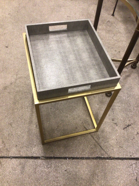 Brass Base Tray Top End Table