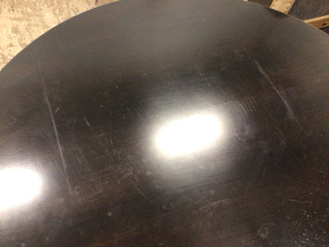 AS-IS 27" Round Black Pedestal End Table(Top Scratched/Square Mark)