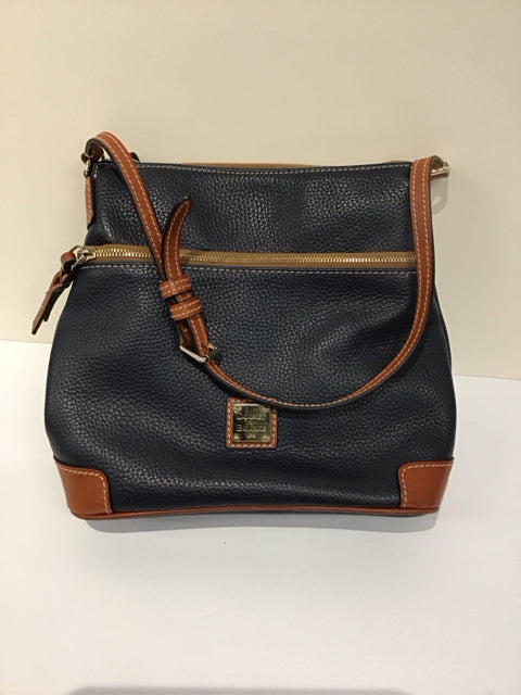 Dooney & Bourke Blue Leather w/Brown Strap Purse