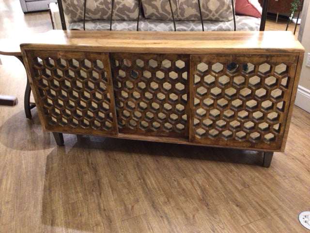 Wood & Mirrored Honeycomb Front Buffet