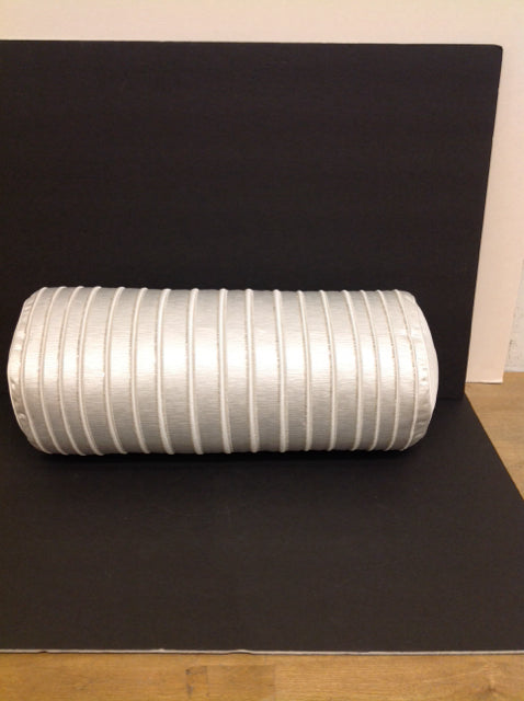 White Silk Like Bolster w/Silver Beads