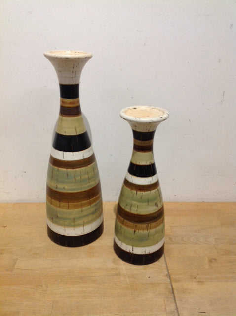 14" & 18" Striped Pottery Candle Holders