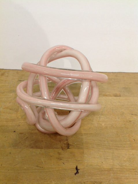 8" Pink Art Deco Glass Swirls Table Decor