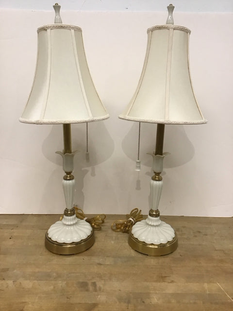 Pair Lenox Porcelain Floral Table Lamps