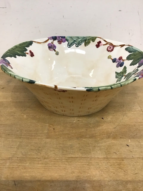 12" Round Serving Bowl Claret (Grapes) By Tracy Porter Bowl