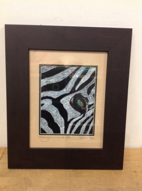 16" X 19" Signed Bushman Zebra Eye