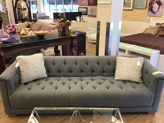 Gray Button Tufted Sofa