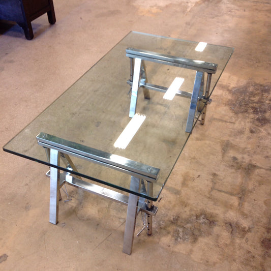 28"x51" Glass Top on Chrome Base Coffee Table