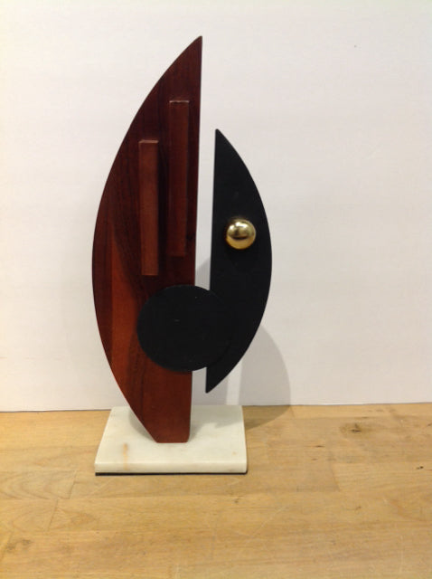 16" Wood & Metal Abstract Sculpture