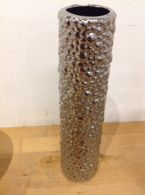 Vase- 12" Silver Ceramic