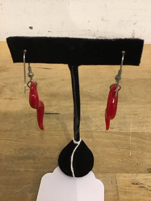 Red Glass Dangle Earrings
