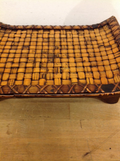 Tray- 15" Wood Rattan