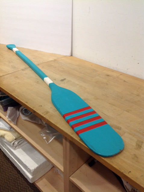 54" Aqua/Red Decorative Wooden Boat Paddle