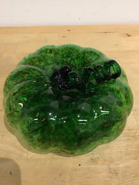 3"x7" Green Art Glass Pumpkin