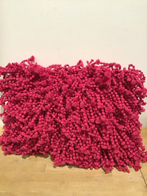 18"x13" Fuchsia Shag/Bobble Style Lumbar Pillow
