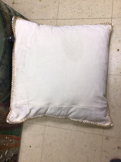 Cream Fabric W/Gold Stitched Edge Pillow