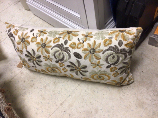 Creative Co-Op Cotton Floral Embroidered Lumbar Pillow