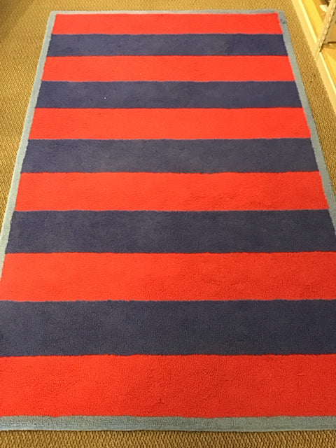 8'x10' Pottery Barn Blue & Red Rugby Rug