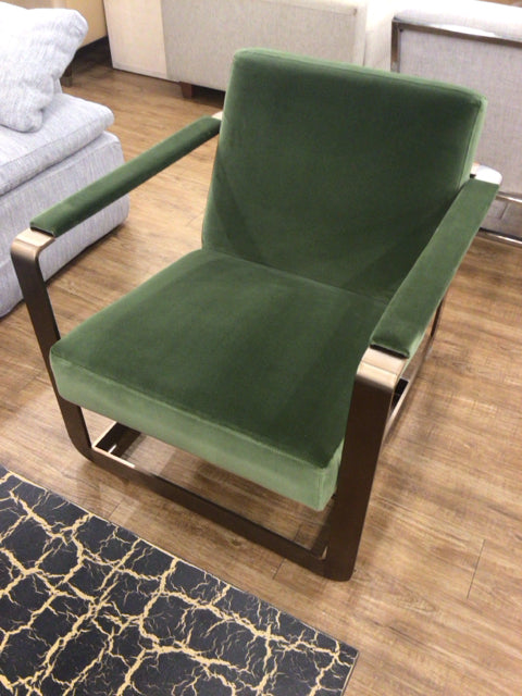Green Fabric & Metal Armchair