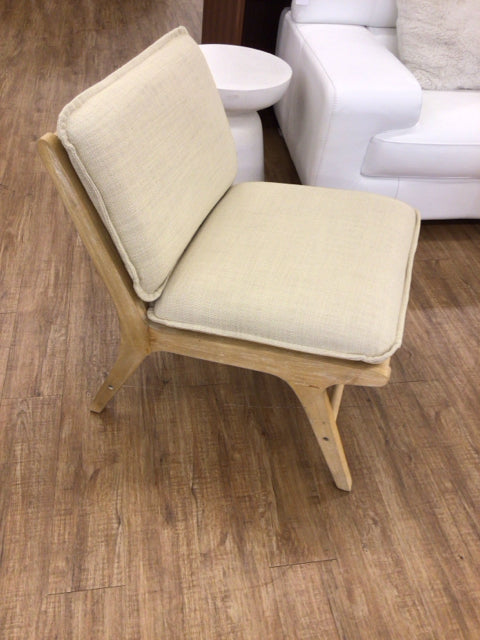 Tan Upholstered/Cain Slipper Chair