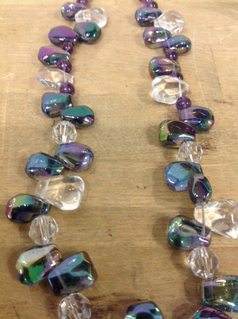 Necklace- Beaded Quartz Purple & Turq