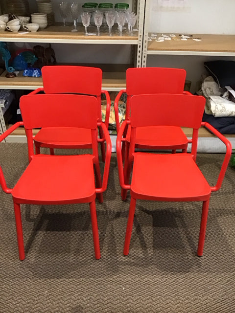 Set/4 Red Stackable Lisboa Resol Chairs