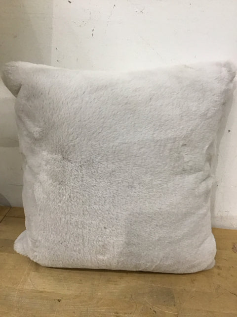 18" Light Gray Faux Fur Pillow