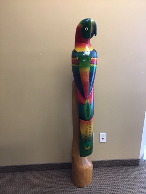 63" Painted Wooden Parrot From Mexico As I
