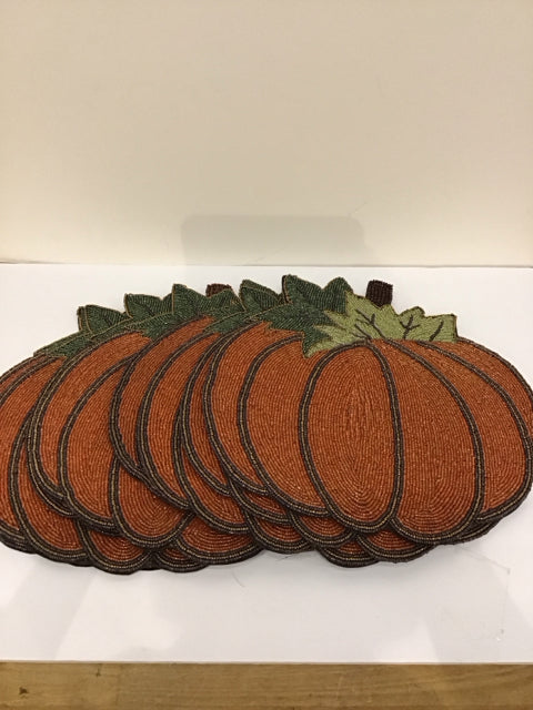 Set/8 Fully Beaded Pumpkins Placemats