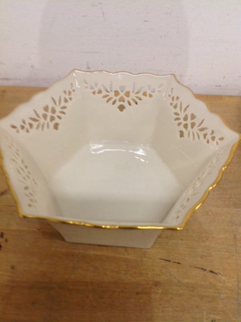 Bowl- 9" Lenox Gold Rim