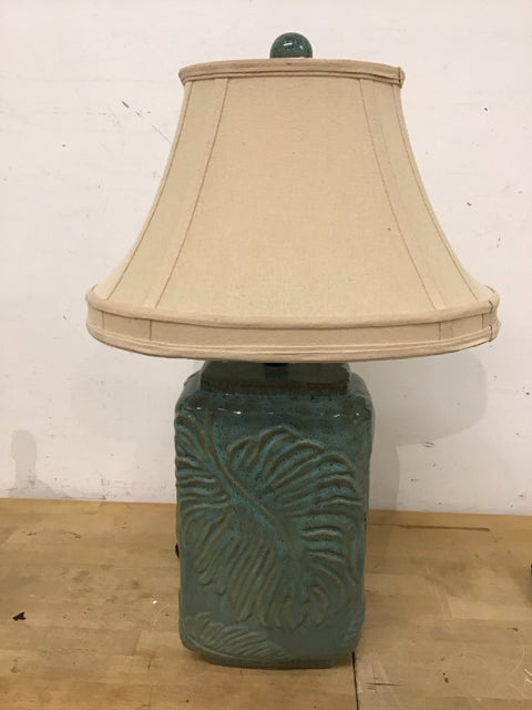 27" Green Ceramic Leaf Motif Table Lamp