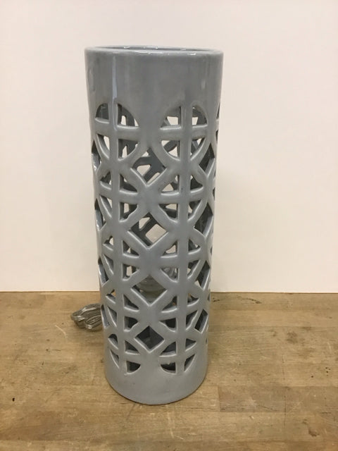 Grey Reticulated Ceramic Column Lamp