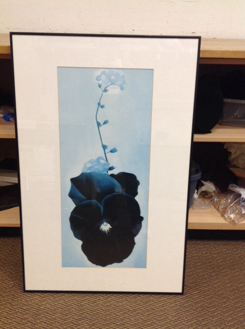 Framed O'Keefe "Black Pansy & Forget-Me-Nots"