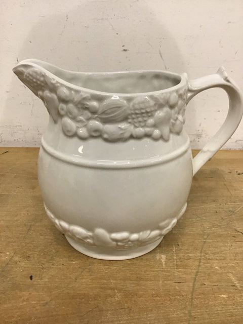 7" White Ceramic Fruit Pitcher