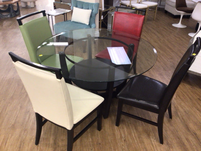 48" RTG Beveled Glass Top Dining Table W/4 Chairs