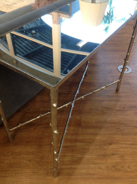 Console Table-As Is Silver Bamboo Mirror